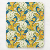 William Morris stijl Teal & Goud Tulp Bloem Kunst Muismat (Voorkant)