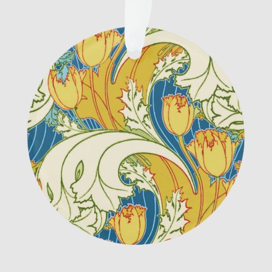 William Morris stijl teal & goud tulp bloem kunst Ornament (voorkant)
