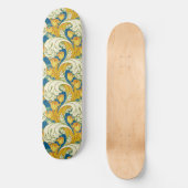 William Morris stijl Teal & Goud Tulp Bloem Kunst Persoonlijk Skateboard (Voorkant)