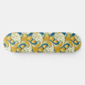 William Morris stijl Teal & Goud Tulp Bloem Kunst Persoonlijk Skateboard (Horizontaal)