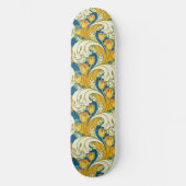 William Morris stijl Teal & Goud Tulp Bloem Kunst Persoonlijk Skateboard (Voorkant)