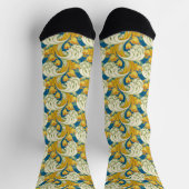 William Morris stijl Teal & Goud Tulp Bloem Kunst Sokken (Top)
