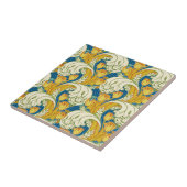 William Morris stijl teal & goud tulp bloem kunst Tegeltje (Zijkant)