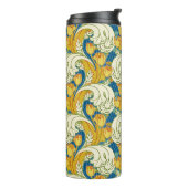 William Morris stijl Teal & Goud Tulp Bloem Kunst Thermosbeker (Gedraaid links)