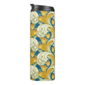 William Morris stijl Teal & Goud Tulp Bloem Kunst Thermosbeker (Geroteerd rechts)