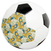 William Morris stijl Teal & Goud Tulp Bloem Kunst Voetbal (Drie kwart)