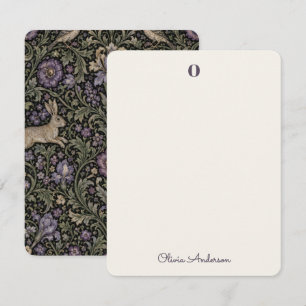 William Morris stijl vintage konijnen bloem naam Notitiekaartje