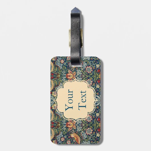 William Morris Strawberry Thief Art Bagagelabel (Achterkant verticaal)