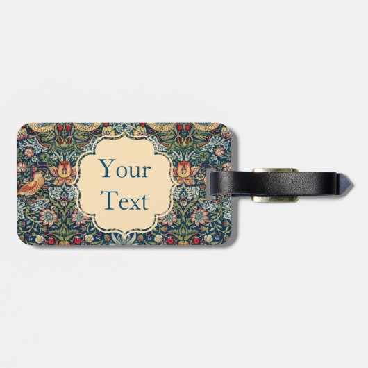 William Morris Strawberry Thief Art Bagagelabel (Achterkant horizontaal)