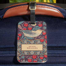 William Morris Strawberry Thief Bagagelabel