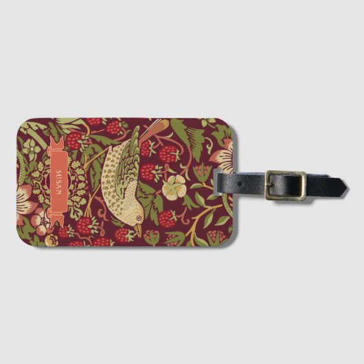 William Morris Strawberry Thief Bagagelabel (Voorkant (horizontaal))