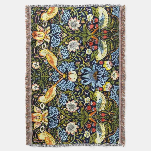 William Morris - Strawberry Thief, beroemd design Deken (Voorkant Verticaal)