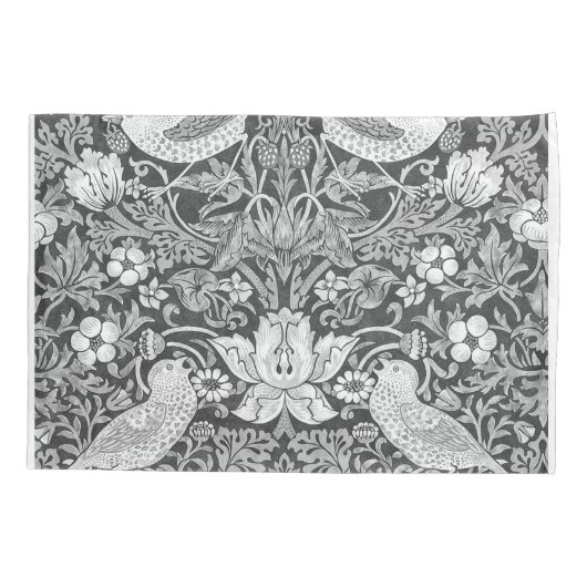 William Morris Strawberry Thief Black en White Kussensloop (Achterkant)