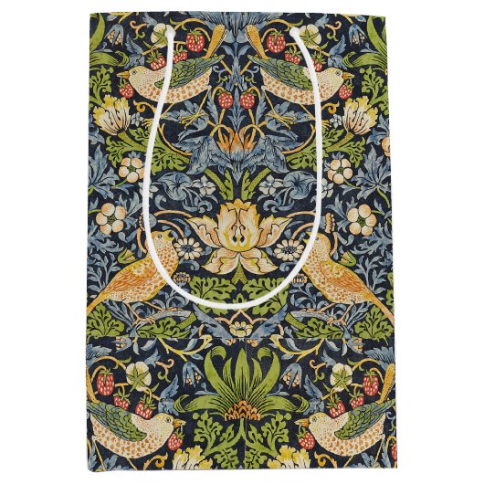 William Morris - Strawberry Thief Bloempatroon Medium Cadeauzakje (Voorkant)