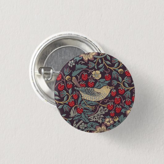 William Morris Strawberry Thief Button (Voorkant /achterkant)