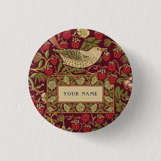 William Morris Strawberry Thief Button (Voorkant)