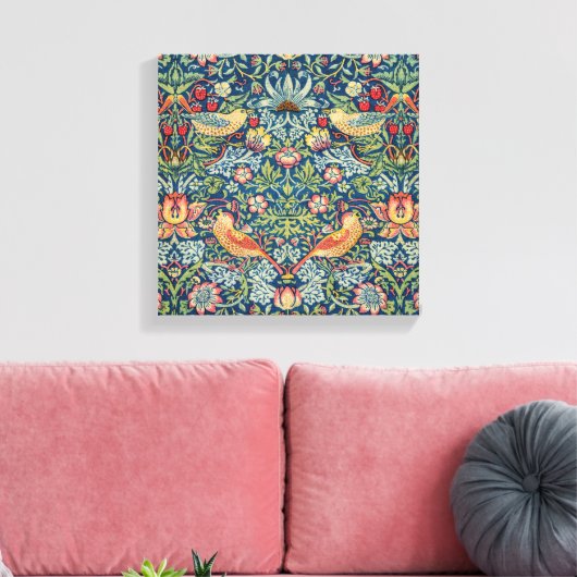 William Morris - Strawberry Thief Canvas Afdruk (Insitu (Woonkamer))