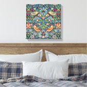 William Morris - Strawberry Thief Canvas Afdruk (Insitu (Slaapkamer))