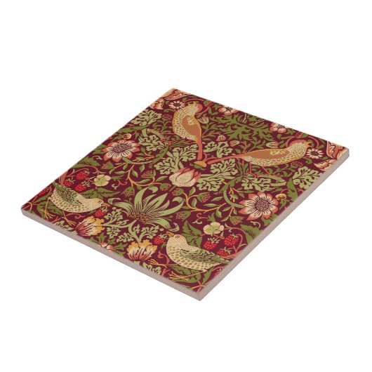 William Morris Strawberry Thief Ceramic Tegel Tegeltje (Zijkant)