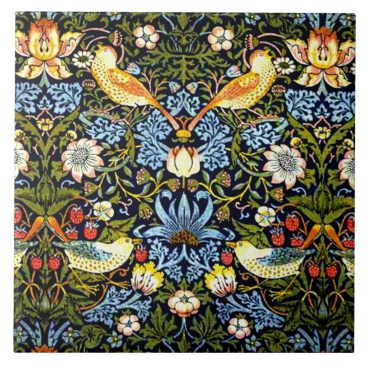 William Morris - Strawberry Thief Ceramic Tile Tegeltje (Voorkant)