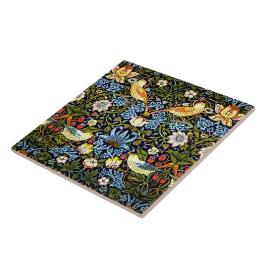 William Morris - Strawberry Thief Ceramic Tile Tegeltje (Zijkant)