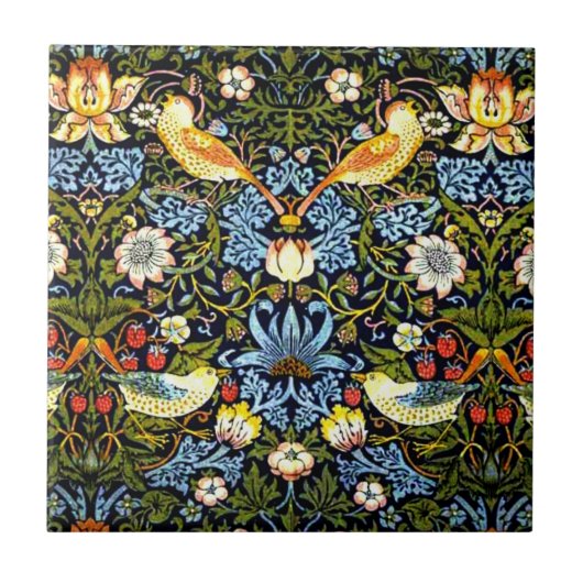 William Morris - Strawberry Thief Ceramic Tile Tegeltje (Voorkant)