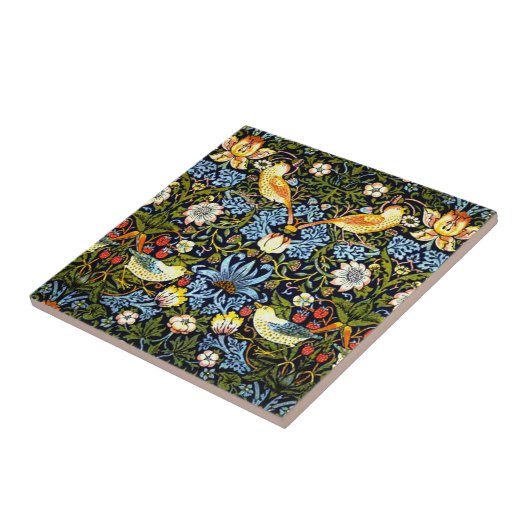 William Morris - Strawberry Thief Ceramic Tile Tegeltje (Zijkant)
