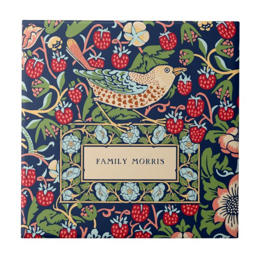 William Morris Strawberry Thief Ceramic Tile Tegeltje (Voorkant)