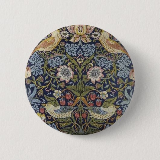 William Morris Strawberry Thief Design 1883 Ronde Button 5,7 Cm (Voorkant)