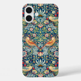 William Morris "Strawberry Thief"-design iPhone 16 Plus Hoesje