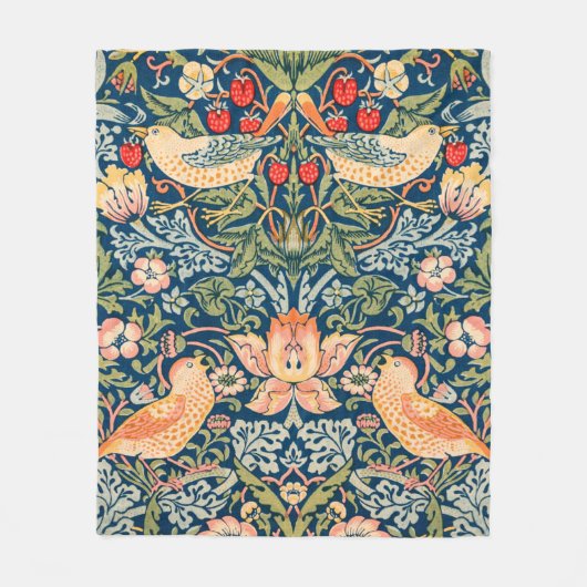 William Morris Strawberry Thief Design Fleece Deken (Voorkant)