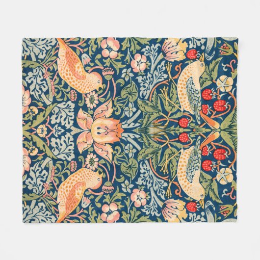 William Morris Strawberry Thief Design Fleece Deken (Voorkant (Horizontaal))