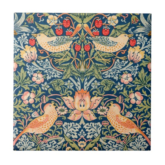 William Morris Strawberry Thief Design Tegeltje (Voorkant)