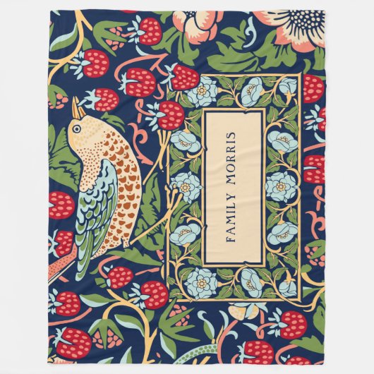 William Morris Strawberry Thief Fleece Blanket (Voorkant)