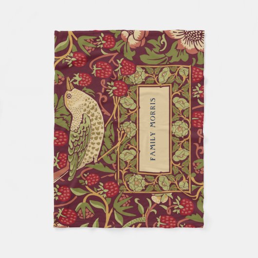 William Morris Strawberry Thief Fleece Blanket (Voorkant)