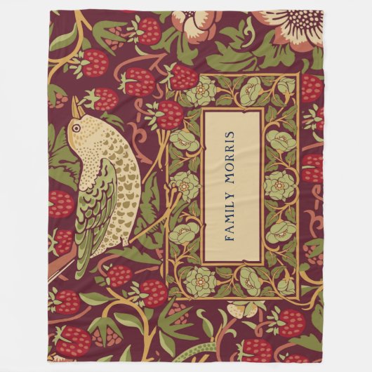 William Morris Strawberry Thief Fleece Blanket (Voorkant)