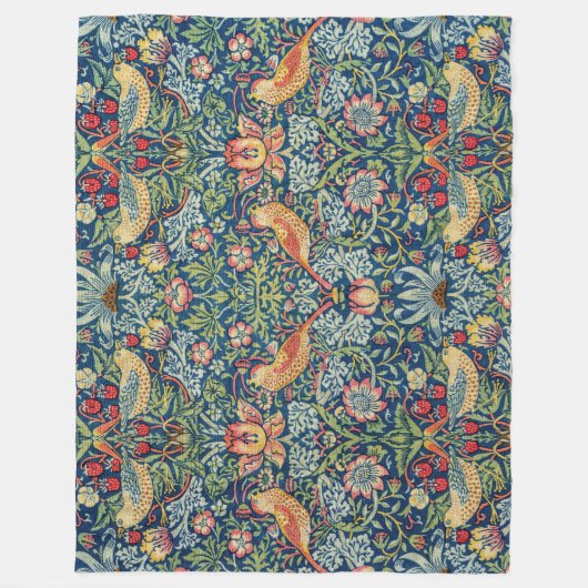 William Morris - Strawberry Thief Fleece Deken (Voorkant)