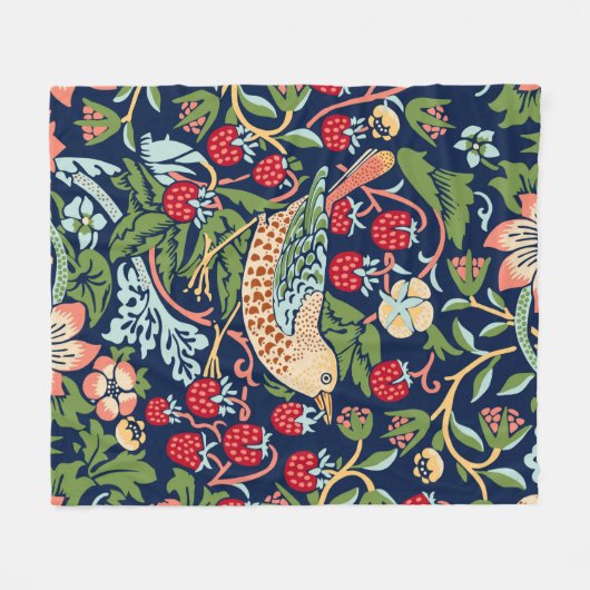 William Morris Strawberry Thief Fleece Deken (Voorkant (Horizontaal))