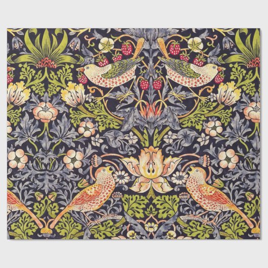 William Morris Strawberry Thief Floral Art Nouveau Cadeaupapier (Vlak)