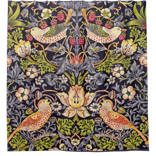 William Morris Strawberry Thief Floral Art Nouveau Douchegordijn (Voorkant)