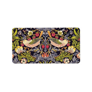William Morris Strawberry Thief Floral Art Nouveau Etiket