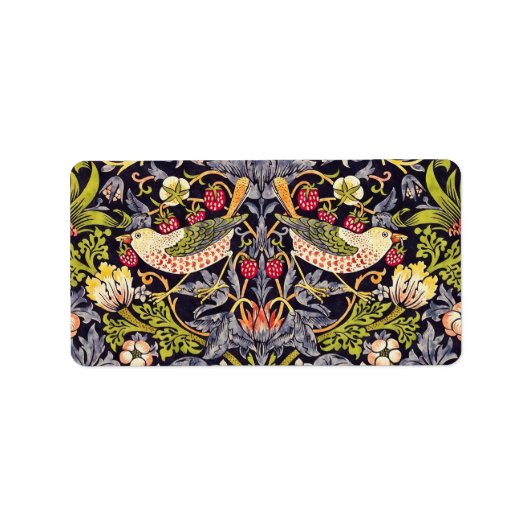 William Morris Strawberry Thief Floral Art Nouveau Etiket (Voorkant)