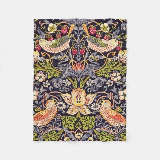 William Morris Strawberry Thief Floral Art Nouveau Fleece Deken (Voorkant)