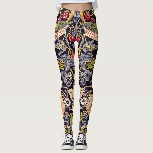 William Morris Strawberry Thief Floral Art Nouveau Leggings (Voorkant)