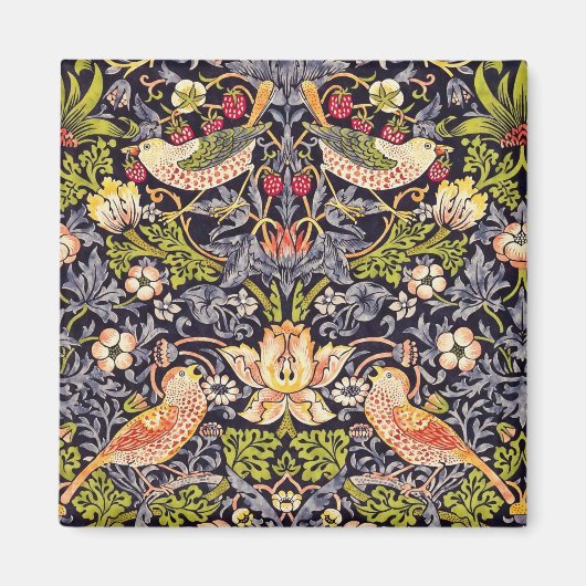 William Morris Strawberry Thief Floral Art Nouveau Magneet (Voorkant)