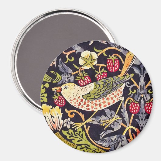 William Morris Strawberry Thief Floral Art Nouveau Magneet (Voorkant / Achterkant)