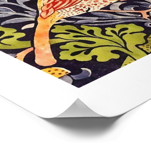 William Morris Strawberry Thief Floral Art Nouveau Poster (Hoek)