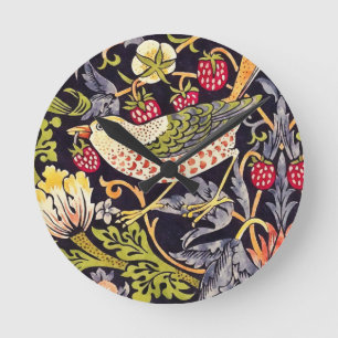 William Morris Strawberry Thief Floral Art Nouveau Ronde Klok
