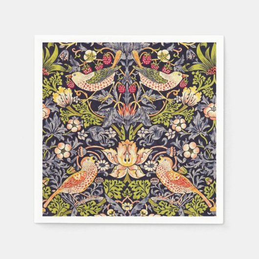 William Morris Strawberry Thief Floral Art Nouveau Servet (Voorkant)