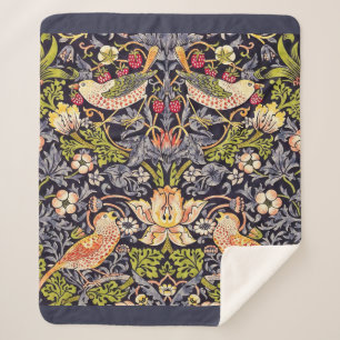 William Morris Strawberry Thief Floral Art Nouveau Sherpa Deken